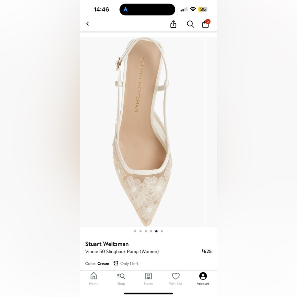 Stuart Weitzman Vinnie 50 Slingback Pump Cream Floral Embellished Heels